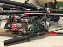 Lot of Misc. Helmets, Fishing Equipment and Camping Goods