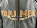 Triumph Braddan Air Race Green Leather Motorcycle Jacket, Size: XL, Model: MLES2337