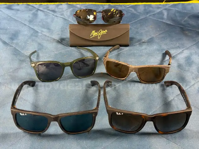 5 - Fashion Sunglasses Labeled as Oakley, Ray-Ban, and Maui Jim