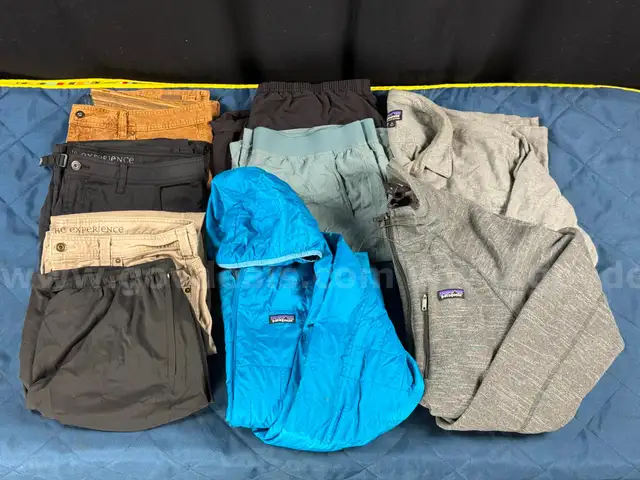 9 - Fashion Clothing Items Labeled as Patagonia, Prana, and Black Diamond