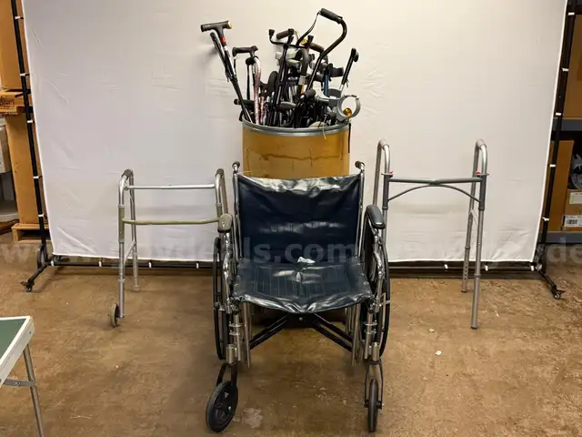 Lot of Canes, Crutches, Walkers and Wheelchair