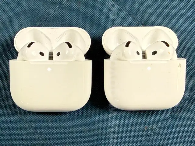 2 - Apple AirPods Gen 4 with Wireless Charging Cases, Model: A3058 (Both Power On)