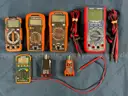Lot of Electrical Tools, 5 - Multimeters &#x26; 2 - GFCI Testers (All Power On)