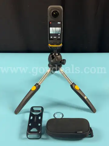 Insta360 X4 360 Degree Action Camera, Model: CINSABMA with Battery, Case, and Tripod (Scratched Lens Cover, Powers On)