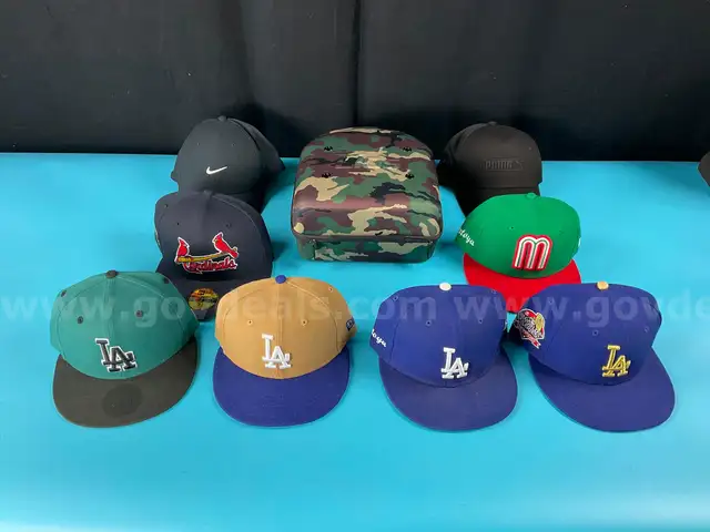 Lids Hat Container with 8 - Fashion Hats Labeled New Era, Puma and Nike