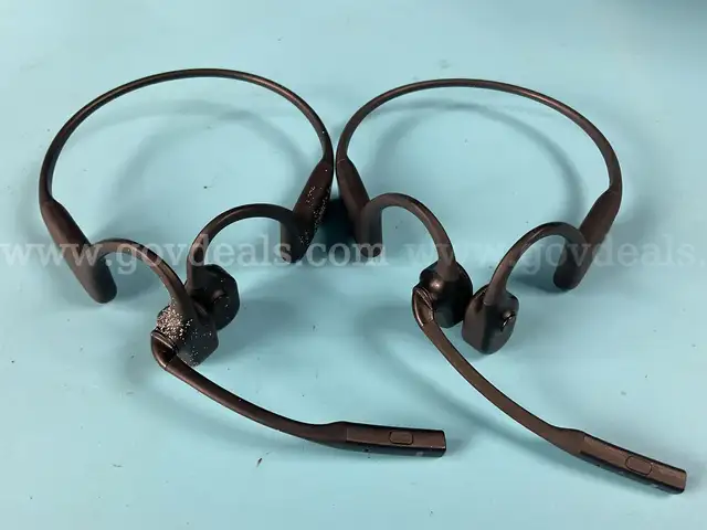 2 - Shokz OpenComm 2 Bone Conduction Bluetooth Headphones with Noise-Canceling Microphone Model C110, Both Power On