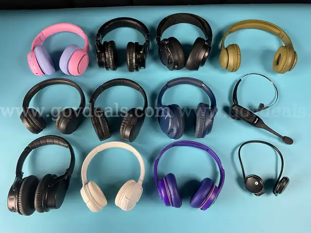 12 - Misc. Bluetooth Over-Ear Headphones, All Power On (Some with Wear and Tear)