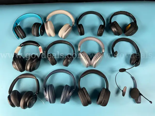 12 - Misc. Bluetooth Over-Ear Headphones, All Power On (Some with Wear and Tear)