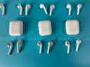 10 - Apple AirPods 1 with Lightning Charging Cases Model A1602, All Power On