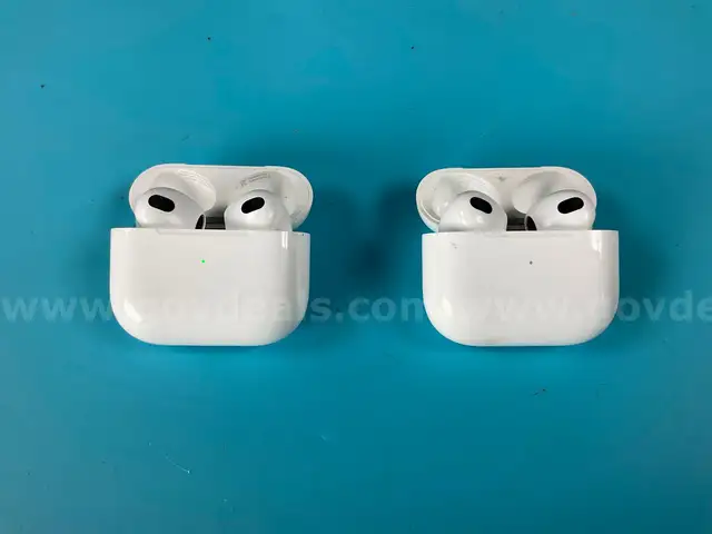 2 - Apple AirPods 3 with Lightning Charging Cases Model A2897, All Power On