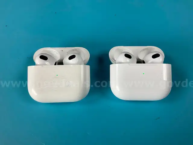 2 - Apple AirPods 3 with Lightning Charging Cases Model A2897, All Power On (1 - Scratched)