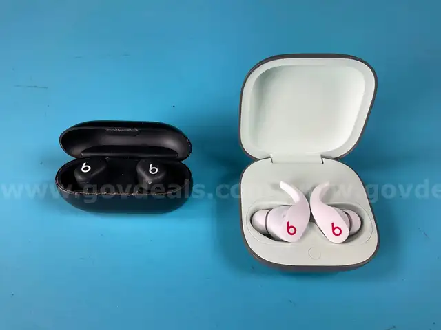 2 - Apple Beats Bluetooth Earbuds, Both Power On: 1 - Beats Fit Pro Model A2578 and 1 - Beats Solo Buds Model A3152