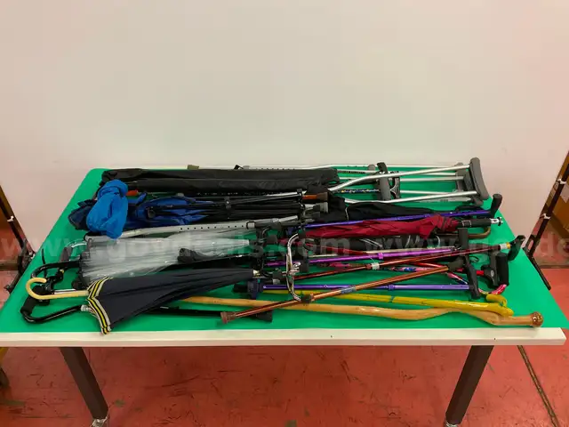 Lot of Misc. Umbrellas, Crutches and Canes