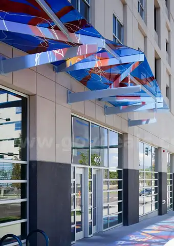Artist Commissioned Laminated Tempered Glass Building Canopy