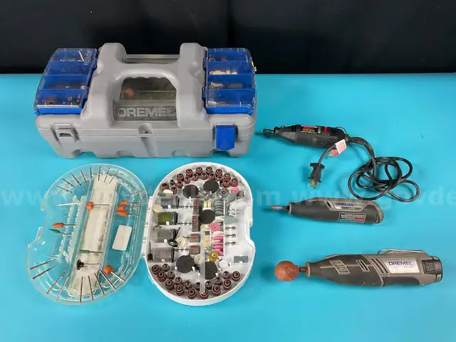 3 - Dremel Rotary Tools with Carrying Case and Accessories, All Power On