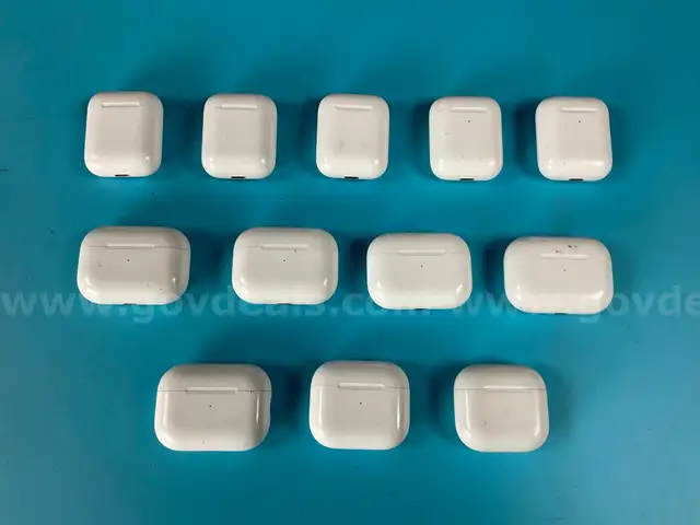 12 - Misc. EMPTY Apple AirPods and AirPods Pro Charging Cases, All Power On