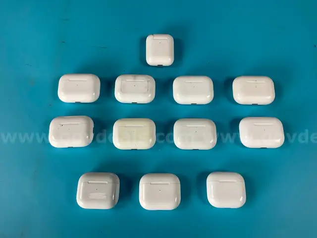 12 - Misc. EMPTY Apple AirPods and AirPods Pro Charging Cases, All Power On