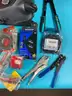 Lot of Audio Electronics, Wiring, Accessories and Tools in Kenneth Cole Suitcase