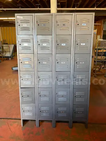 Republic Steel 24 Locker System, Dimensions: 48" x 12" x 78" (Some Wear and Tear)