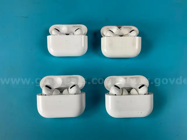 4 - Apple AirPods Pro 1 with MagSafe Charging Cases (Lightning) Model A2190, All Power On