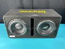2 - Skar Audio 12" Subwoofers in Kicker Comp C Box, Dimensions 32"x17"x16", Untested (Minor Exterior Damage)