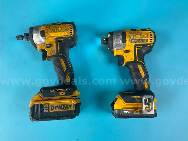 2 - DeWalt 1/4" Cordless Impact Drivers Model DCF887 with Batteries, Both Power On