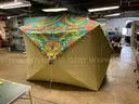 Large Pop-Up Tent with Rainfly Labeled Lost Lands, Make and Model Unknown (Includes Accessories)
