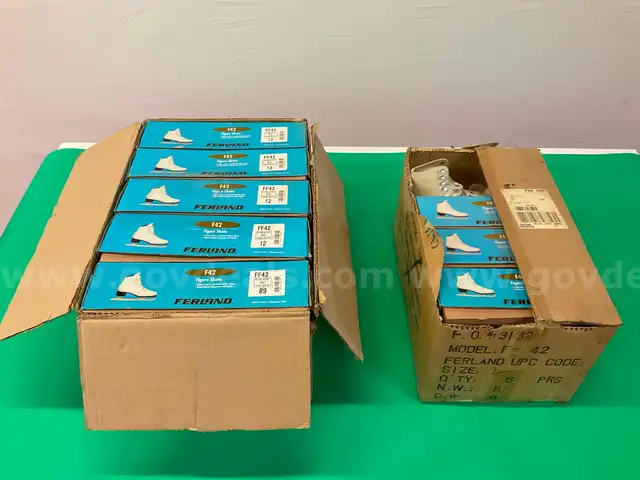 10 - Ferland Figure Skates, Some with Boxes: 4 - Size 12, 1 - Size 9 and 5 - Size 2