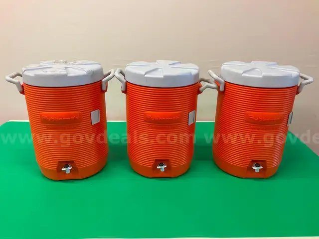 3 - Rubbermaid Orange Water Coolers Model 1685