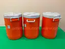 3 - Rubbermaid Orange Water Coolers Model 1685