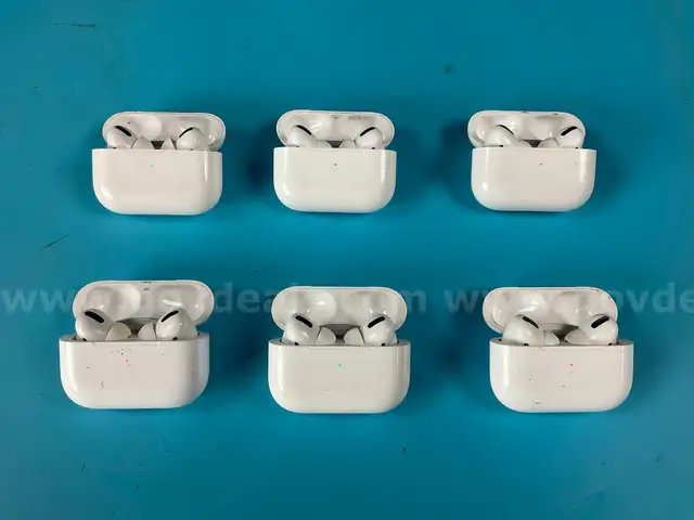 6 - Apple AirPods Pro 1 with MagSafe Charging Cases (Lightning) Model A2190, All Power On