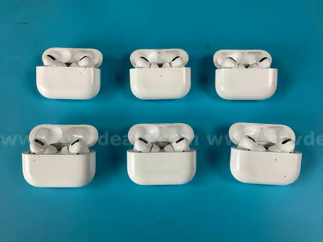 6 - Apple AirPods Pro 1 with MagSafe Charging Cases (Lightning) Model A2190, All Power On