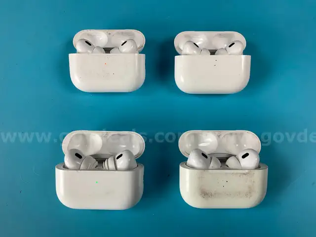 4 - Apple AirPods Pro 2 with MagSafe Charging Cases (Lightning) Model A2700, All Power On