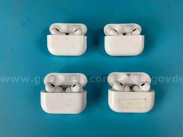 4 - Apple AirPods Pro 2 with USB-C MagSafe Charging Cases Model A2968, All Power On