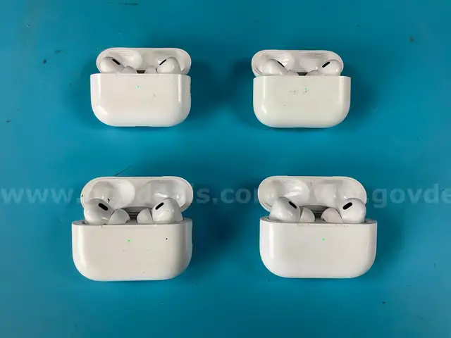 4 - Apple AirPods Pro 2 with USB-C MagSafe Charging Cases Model A2968, All Power On