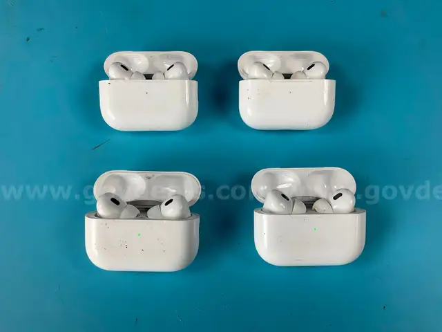4 - Apple AirPods Pro 2 with USB-C MagSafe Charging Cases Model A2968, All Power On
