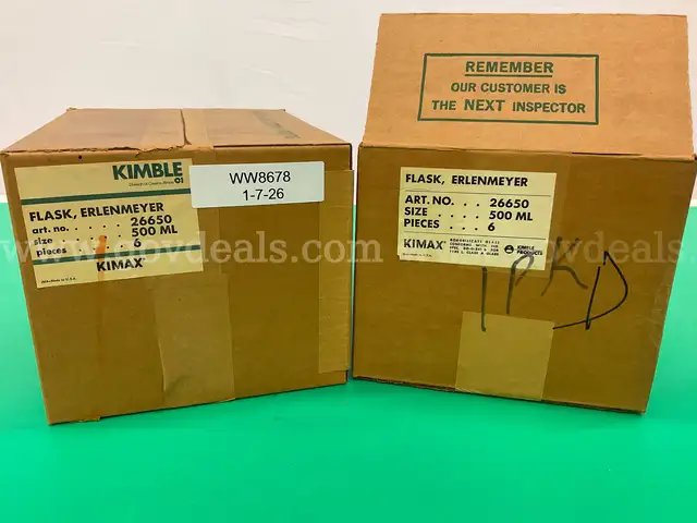 12 - Kimble Kimax 500ml Erlenmeyer Flasks Model 26650 in Boxes