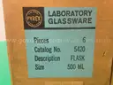 12 - Pyrex Laboratory Glassware 500 mL Round Bottom Flasks in Boxes, Model 5420