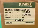 12 - Kimble Kimax 500 mL Erlenmeyer Flasks Model 26500 in Boxes