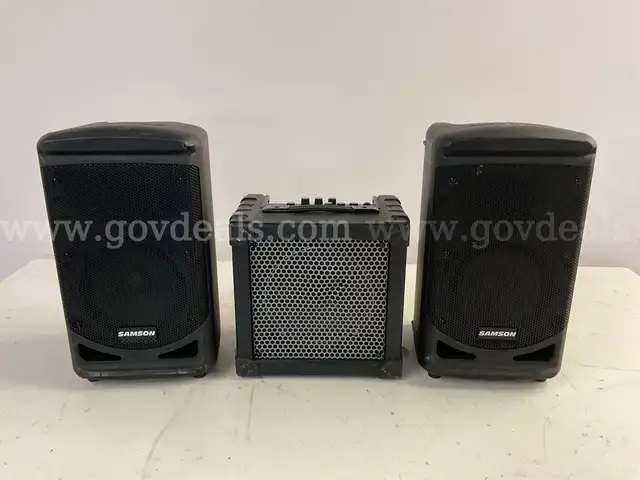 3 - Speakers: Samson and Roland: 1 - Roland Cube-15 and 2 - Samson Model Unknown