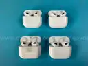 4 - Apple AirPods 3 with Lightning Charging Cases Model A2897, Both Power On (1 - Scratched)