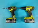 2 - Ryobi Cordless Power Tools with Batteries, Both Power On
