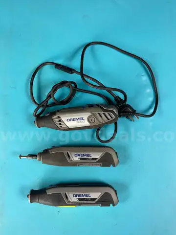 3 - Dremel Power Tools, All Power On: 2 - Cordless Dremel LITE, Model 7760 and 1 - Corded Dremel 3000