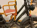 Fiido Electric Cargo Bicycle with Baby Bike Seat, CT 14", Powers On (Rear Tire Damaged)