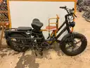 Fiido Electric Cargo Bicycle with Baby Bike Seat, CT 14", Powers On (Rear Tire Damaged)
