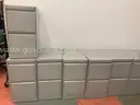 8 - 2 Drawer Filing Cabinets, Make and Model Unknown, Dimensions: 15" x 23" x 28" All Unlocked (No Keys)