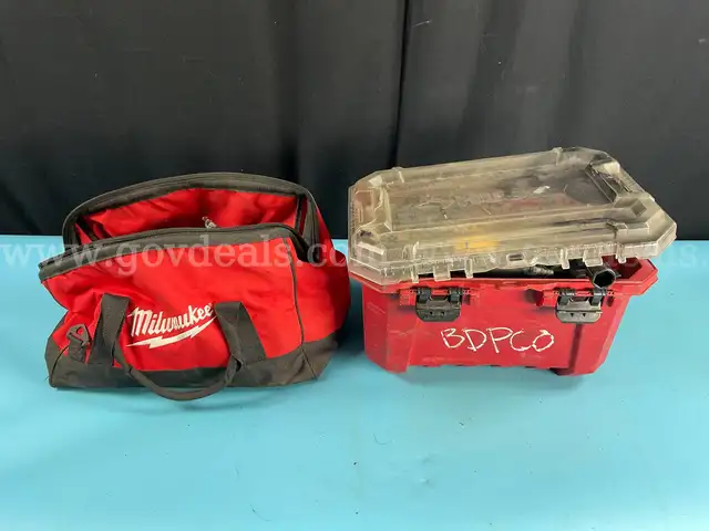 Milwaukee Tool Bag & Husky Tool Box With Misc Tools