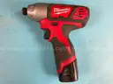 Milwaukee Cordless 1/4" Hex Impact Driver With Battery, Model 2462-20