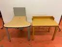 2 - Desks: Prismatique, 36" x 36" 30" & Unknown Brand, 36" x 24" x 29"