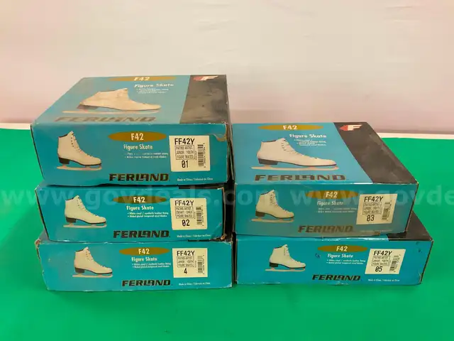 5 - Pairs of Ferland Ice Skates in Boxes, Various Models & Sizes